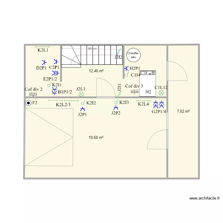 Implantation cave Joel. Plan de 3 Pièces et 39 m² Implantation cave Joel. Plan de 3 Pièces et 39 m²