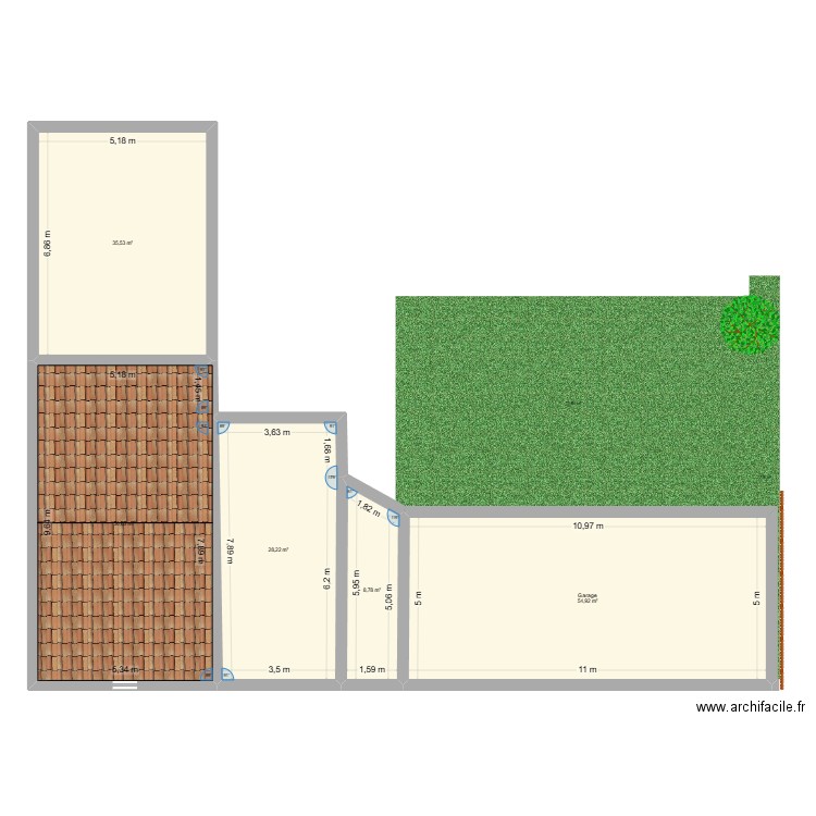 plan construction Parking. Plan de 5 pièces et 178 m2