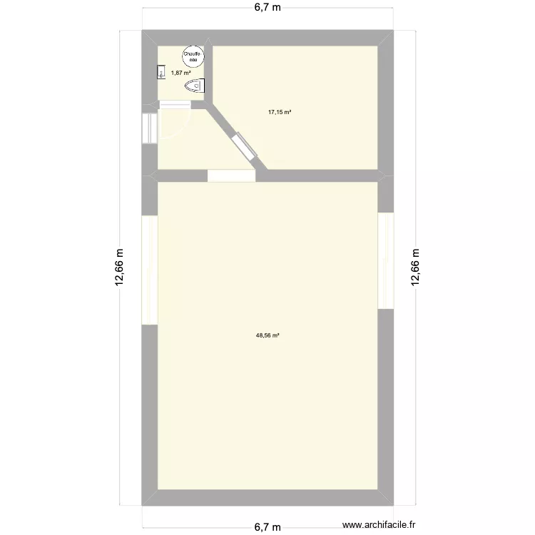 GRANGE. Plan de 3  et 68 m²