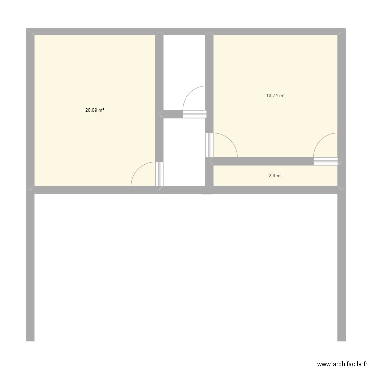 Dpto. Plan de 3 pièces et 40 m2