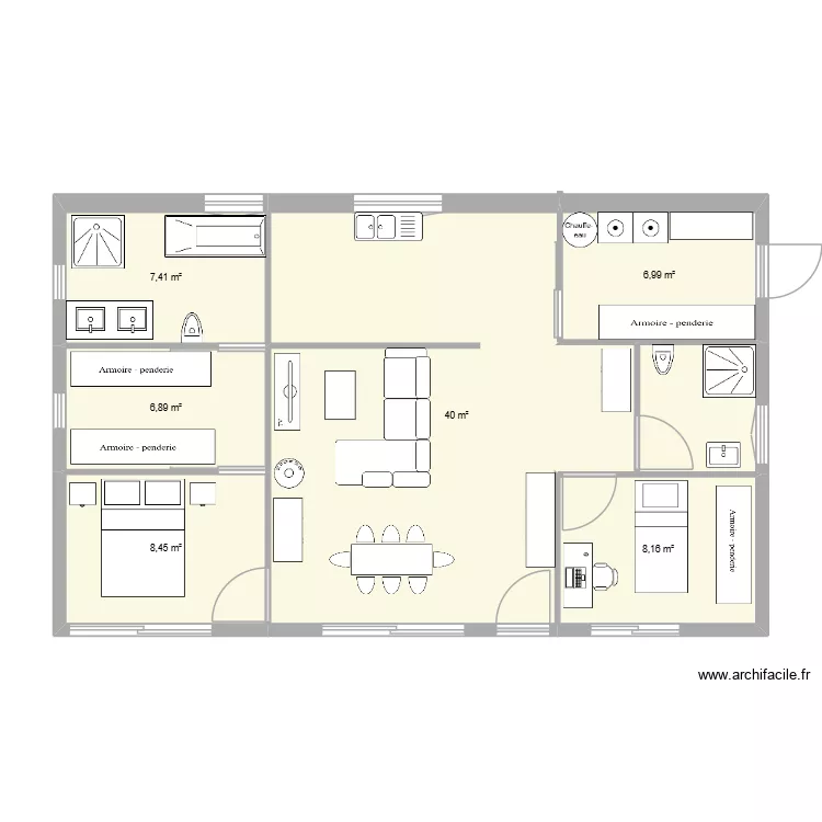 maison bois vivi. Plan de 6  et 78 m²