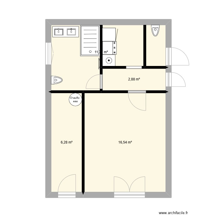 la mole. Plan de 4 pièces et 37 m2