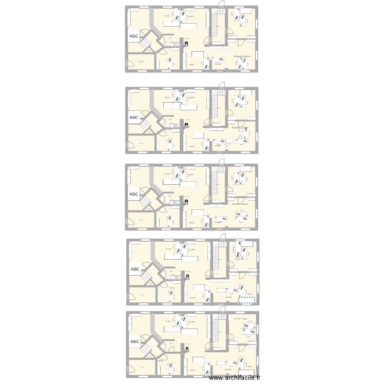 Urbanisme. Plan de 35 pièces et 736 m2