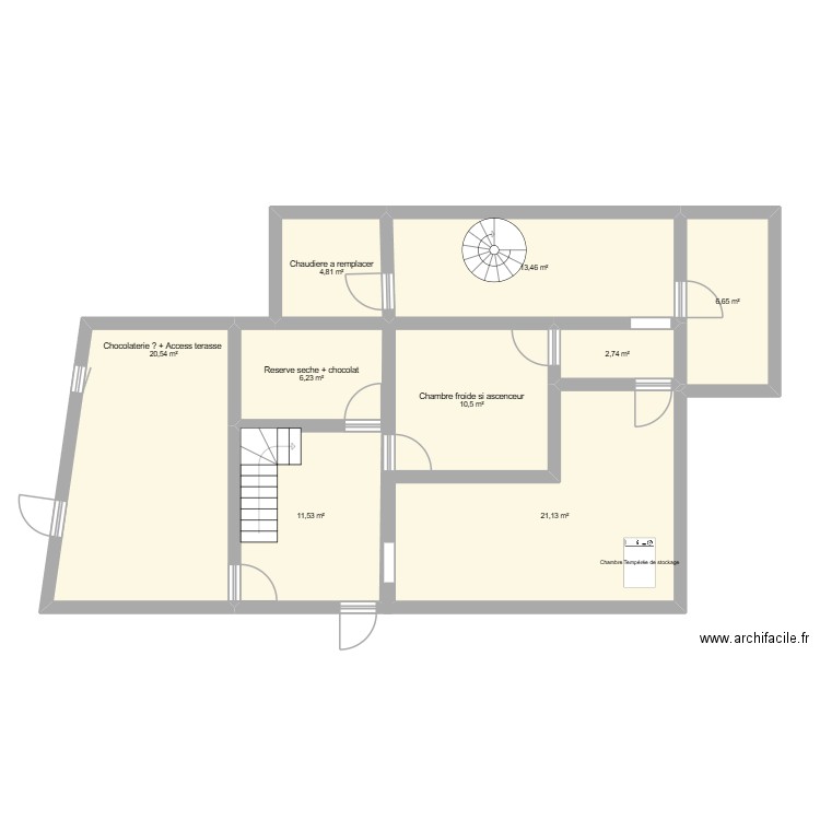 -1 Pharmacie. Surface a revoir. Plan de 9 pièces et 98 m2
