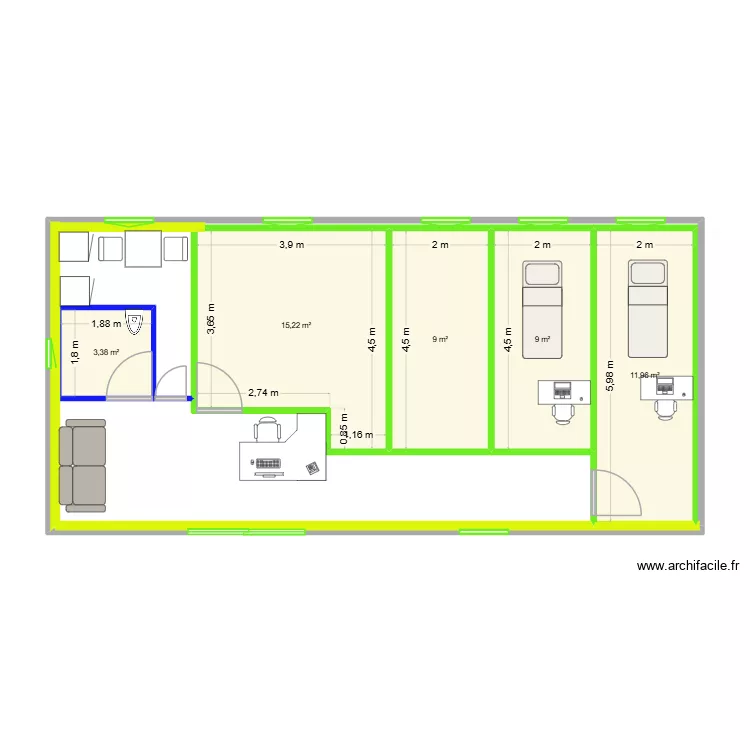 celine. Plan de 5  et 49 m²