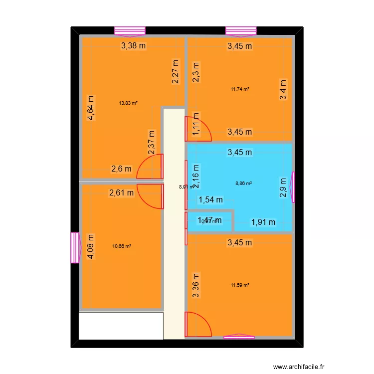 etage maison 2. Plan de 7  et 129 m²