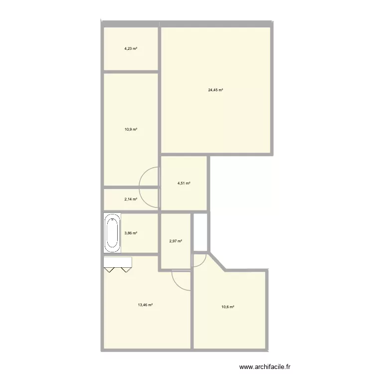 Jubin. Plan de 9  et 77 m²