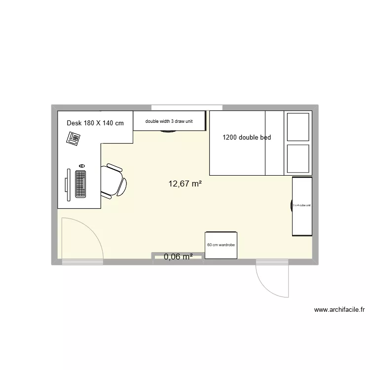 Bedroom with furniture. Plan de 