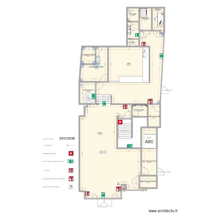 SUNSET RDC SECURITE. Plan de 16 pièces et 193 m2
