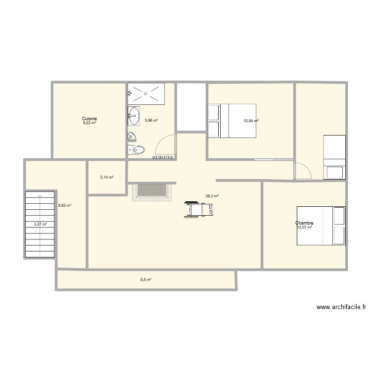 40rG. Plan de 9 pièces et 95 m2