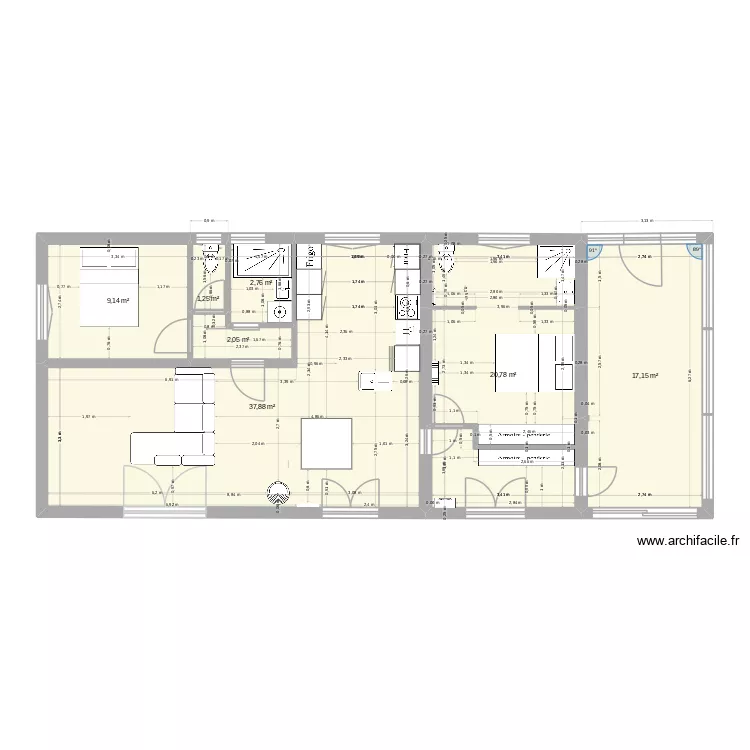 lugos modif 3. Plan de 7  et 91 m²