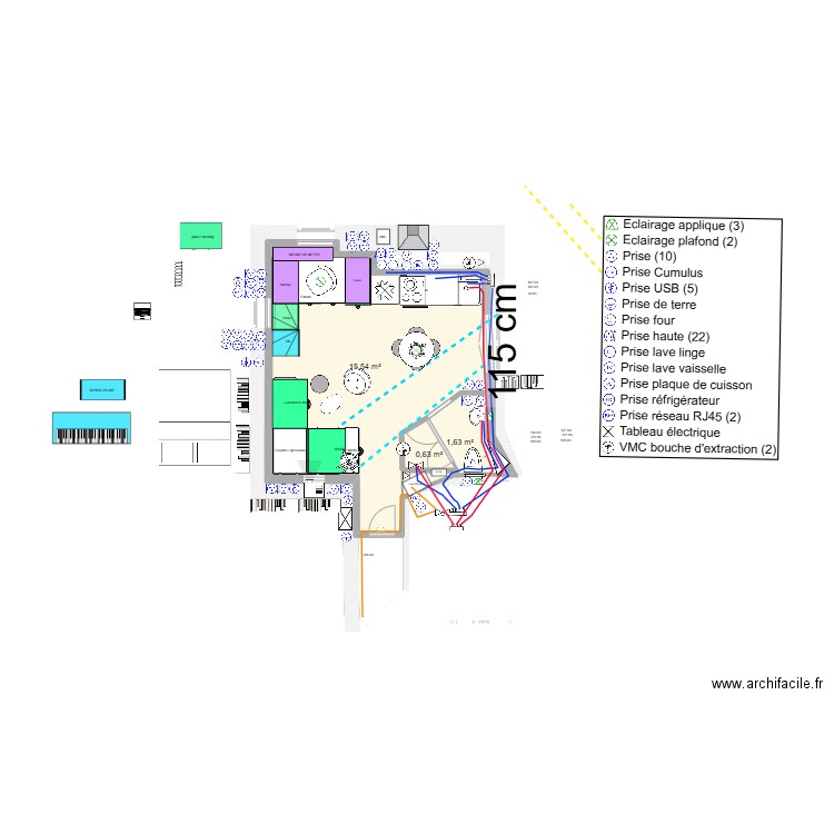 ELEC et PLOMBERIE 2. Plan de 10 pièces et 42 m2