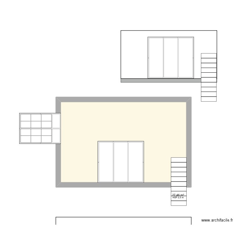 Extension. Plan de 1 pièce et 27 m2