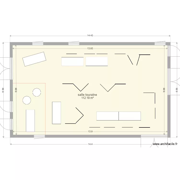 salle touraine 6. Plan de 1 Pièce et 112 m²