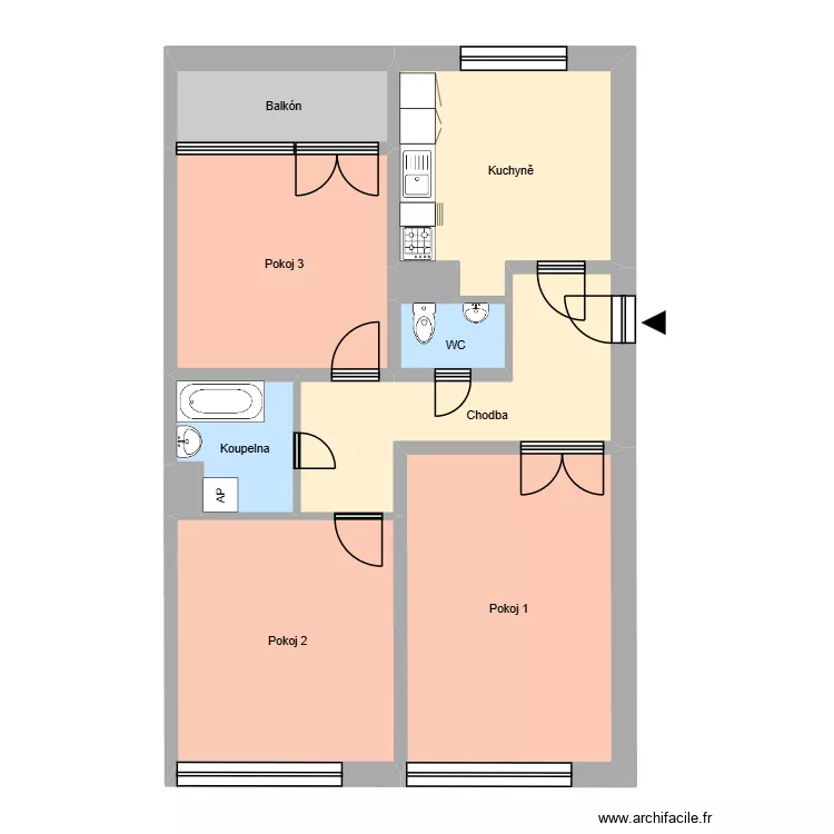 ČSA 724, byt 11. Plan de 14 pièces et 202 m²