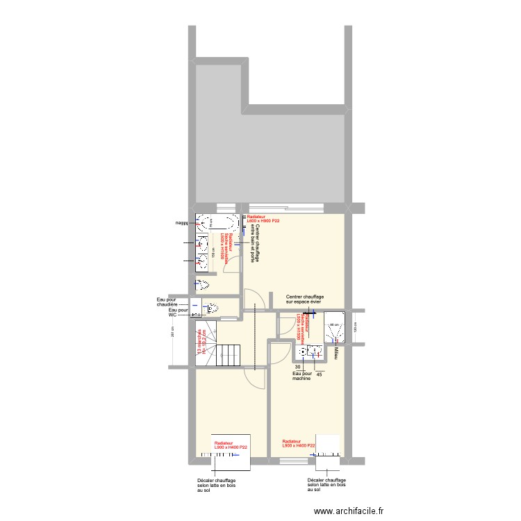 Banning 83 3e étage Eau Chauffage. Plan de 8 pièces et 73 m2