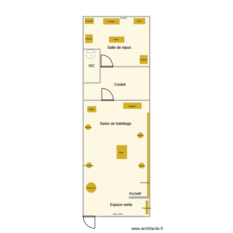 Salon de toilettage. Plan de 0 pièce et 0 m2 Salon de toilettage. Plan de 0 pièce et 0 m2