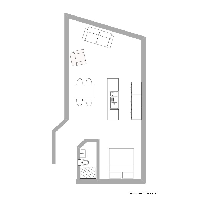 studio 1er a. Plan de 0 pièce et 0 m2