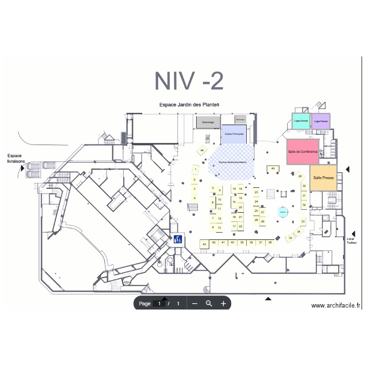 Salon Danse 2025 - Niv -2 bis. Plan de 5 pièces et 364 m2