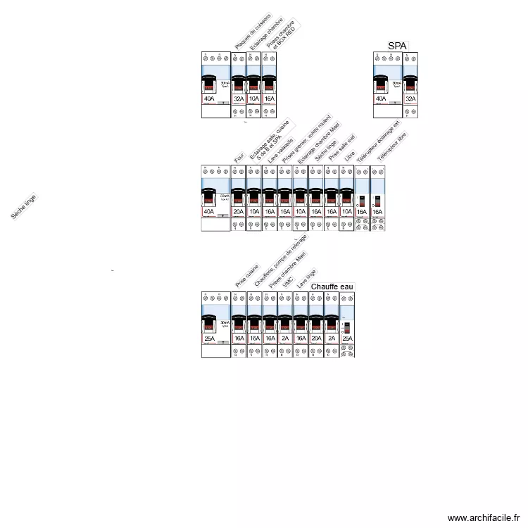 Tableau &eacute;lectrique 04/02/2025. Plan de 