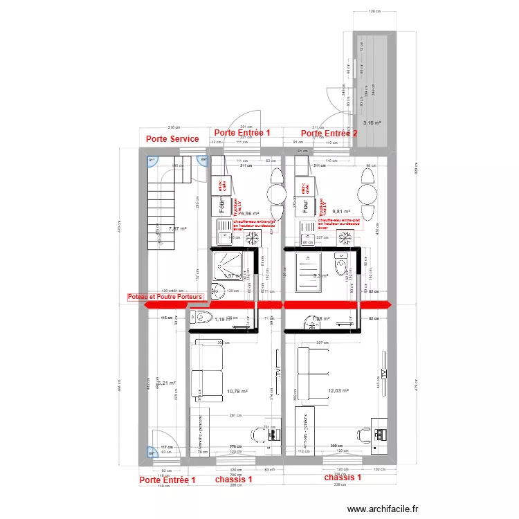 immeuble1 RDC V3 2 studios. Plan de 