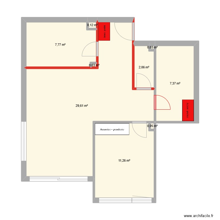 Charles - Démolition. Plan de 9 pièces et 58 m2