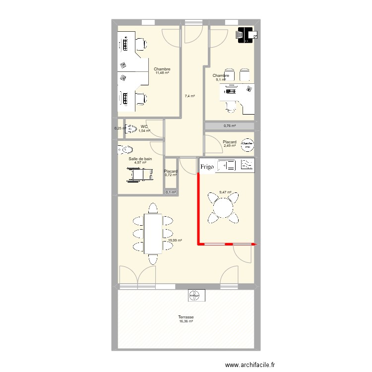 La Bastide les Bellons. Plan de 13 pièces et 85 m2