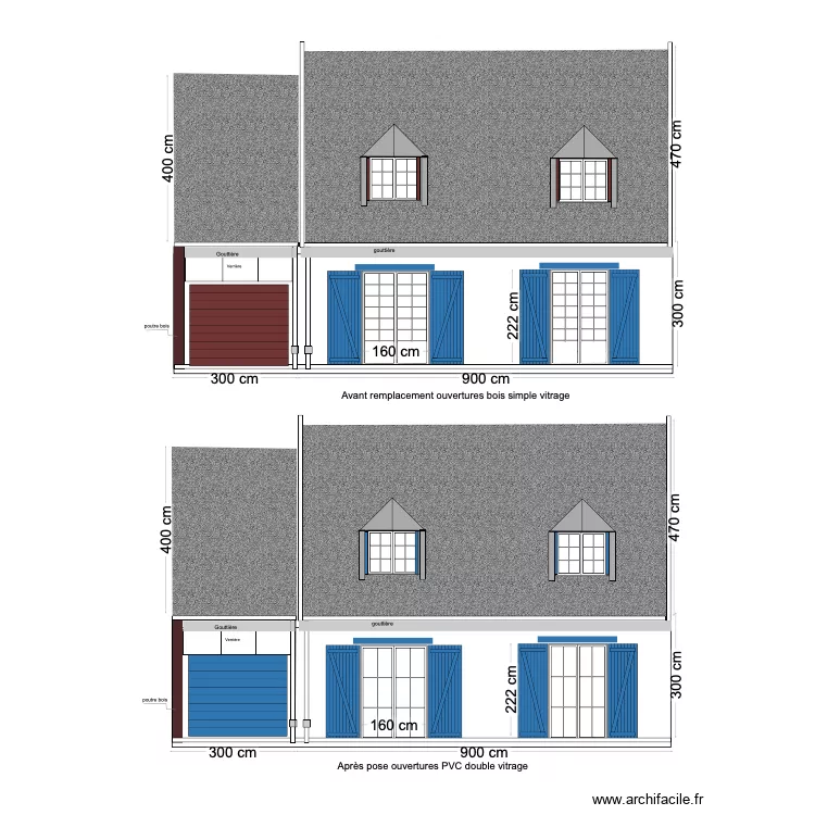 ty len façade EST. Plan de ty len façade EST. Plan de