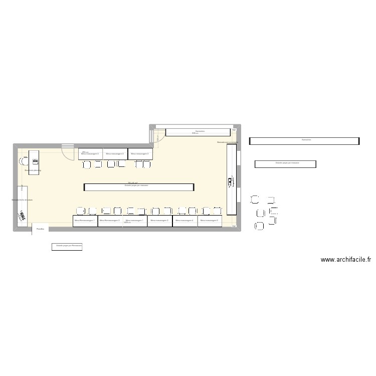 Sala Mascaragem mesas na parede. Plan de 1 pièce et 78 m2