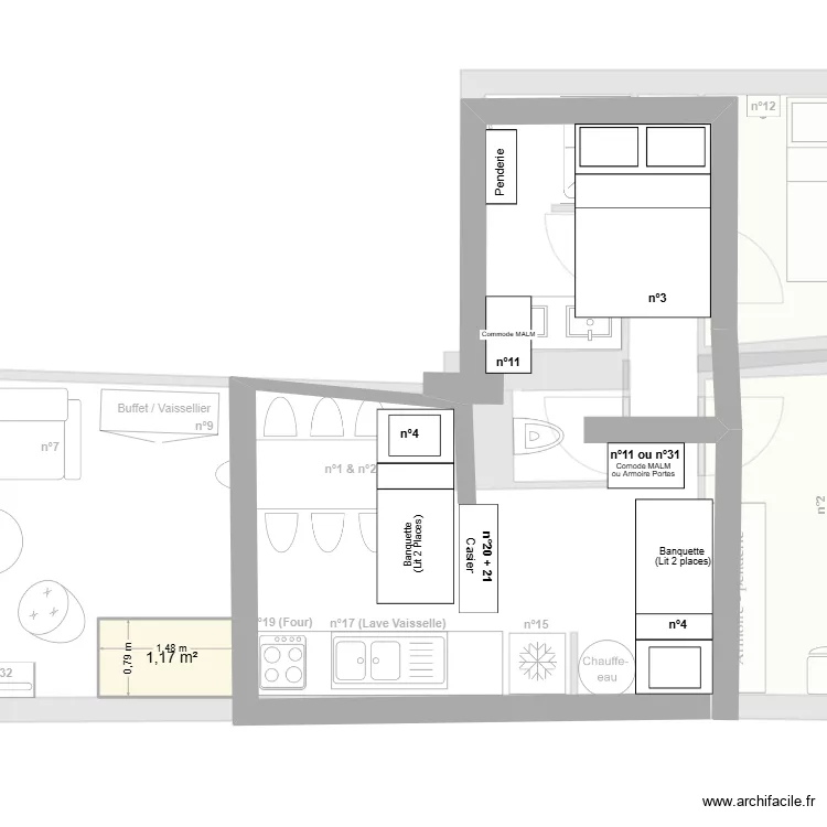 Vieux Boucau_NVX. Plan de 4 pièces et 21 m²