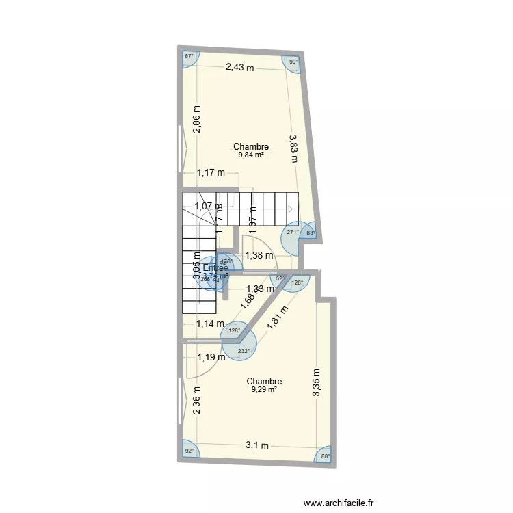 APPART BEAUVALLON 2EME ETAGE. Plan de 3  et 23 m²