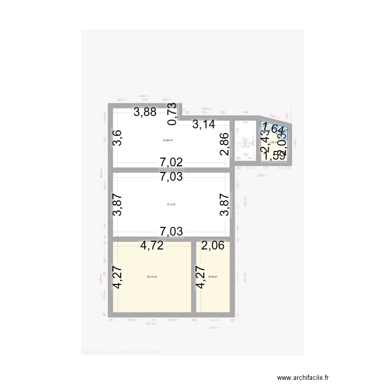 pimpa. Plan de 5 pièces et 83 m2