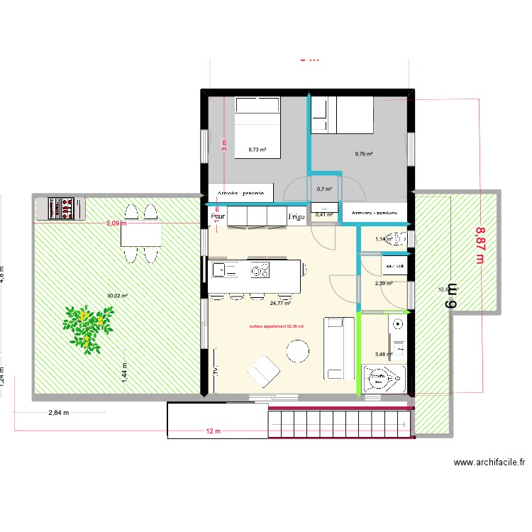 plateforme totale avec construction. Plan de 10 pièces et 95 m2