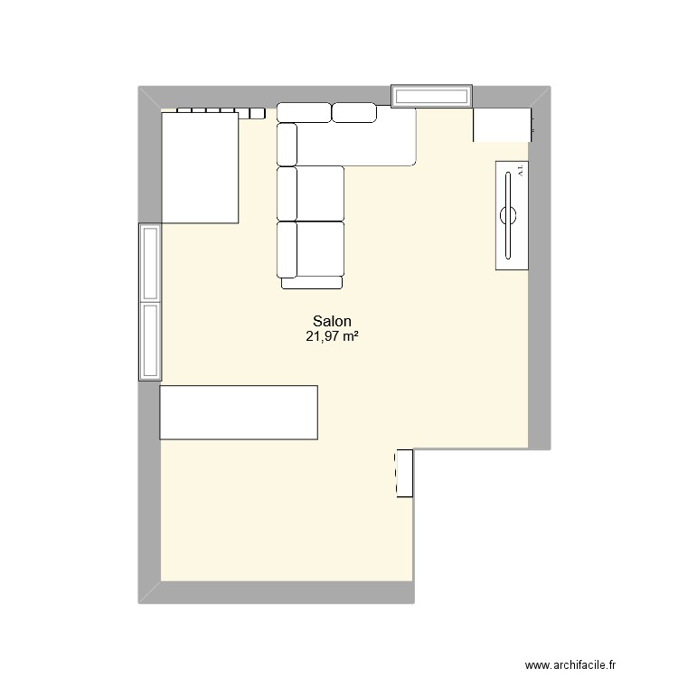 François chanteur salon. Plan de 1 pièce et 22 m2