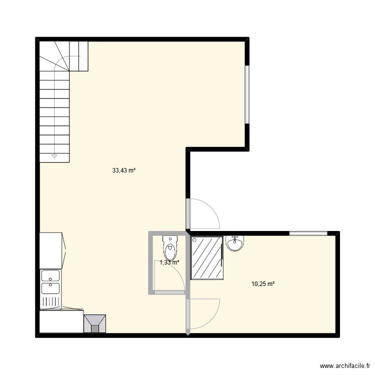 Appartement BB. Plan de 1 pièce et 46 m2