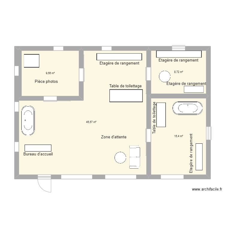 Salon toilettage. Plan de 0 pièce et 0 m2