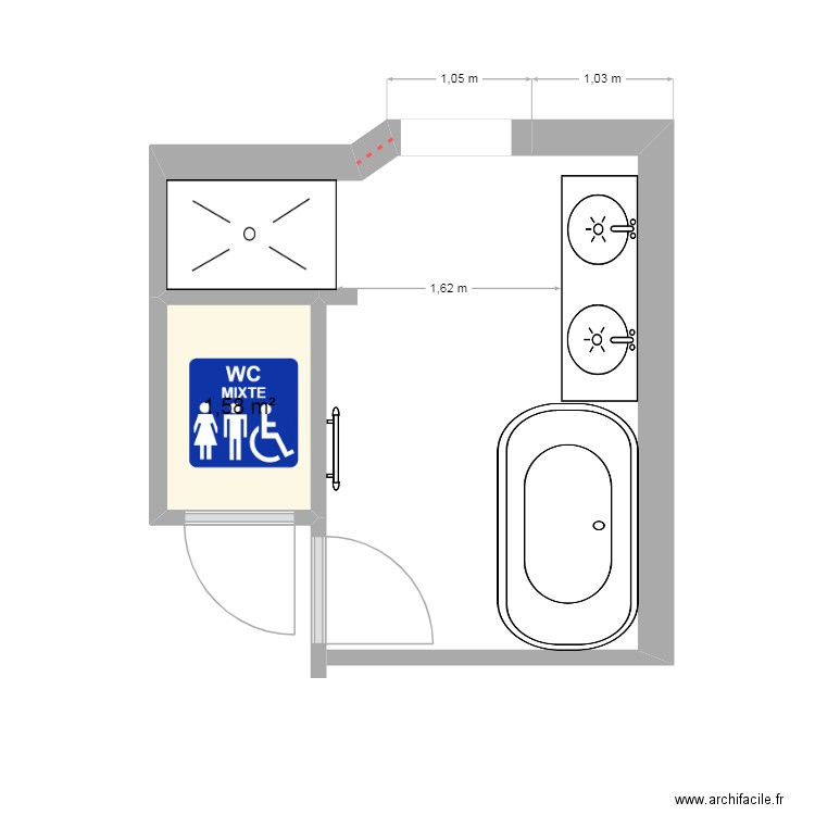 SDB TURQUOISE. Plan de 1 pièce et 2 m2