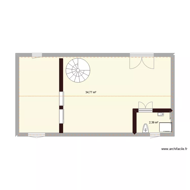 TRAVAUX KOUSSINSOU. Plan de 2  et 37 m²