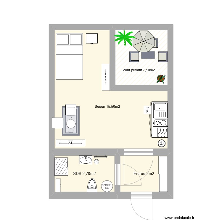 Studio 4. Plan de 4 pièces et 24 m2