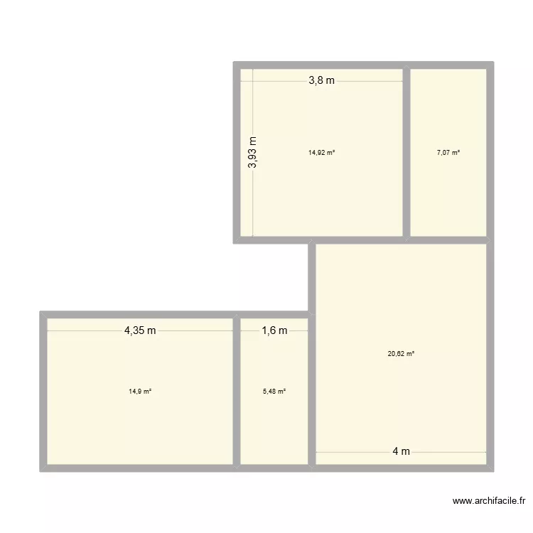 GDGL. Plan de 5  et 63 m²