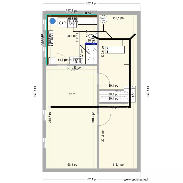 sous sol jf part 1. Plan de 2  et 83 m²