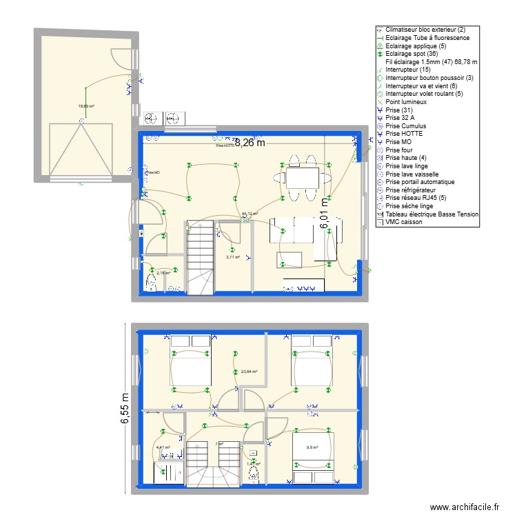 DELOT. Plan de 10 pièces et 125 m2