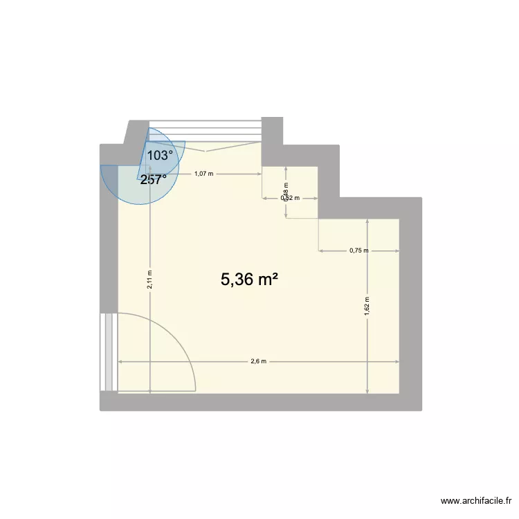 Cuisine maison de gardien. Plan de 1 et 5 m² Cuisine maison de gardien. Plan de 1 et 5 m²