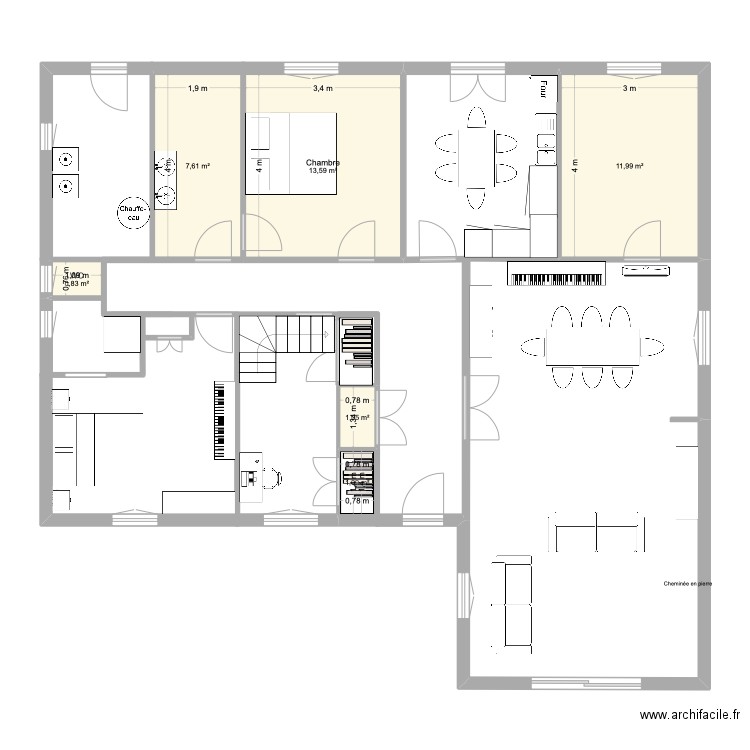 Plan Brive. Plan de 6 pièces et 36 m2