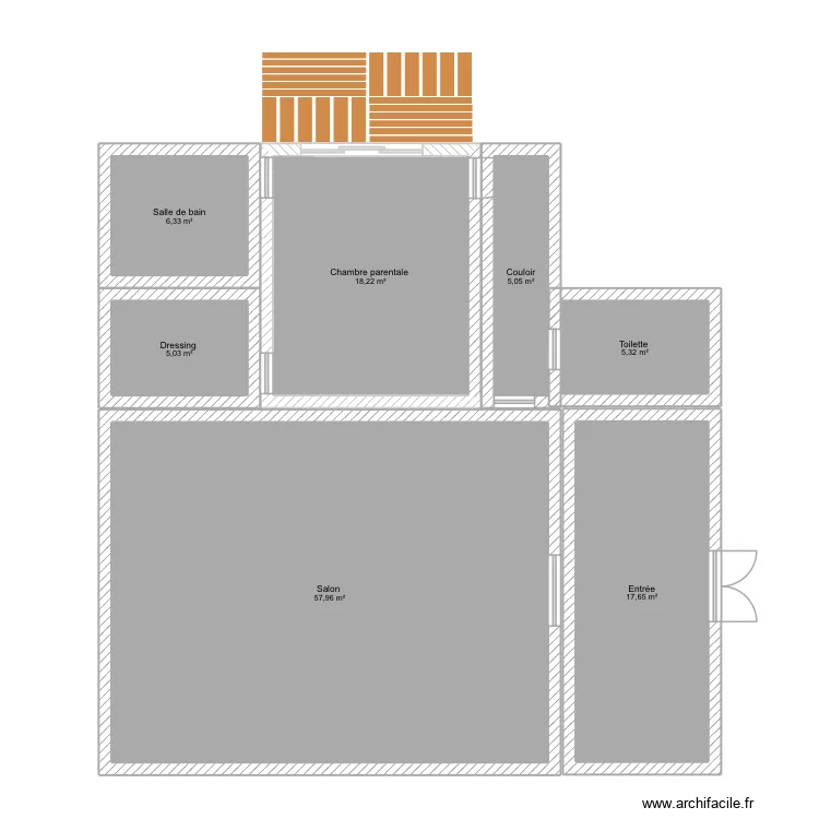 Maison. Plan de 7  et 116 m²