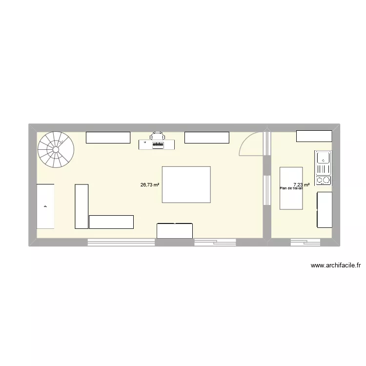 TD r&eacute;galetoi. Plan de 2  et 34 m²