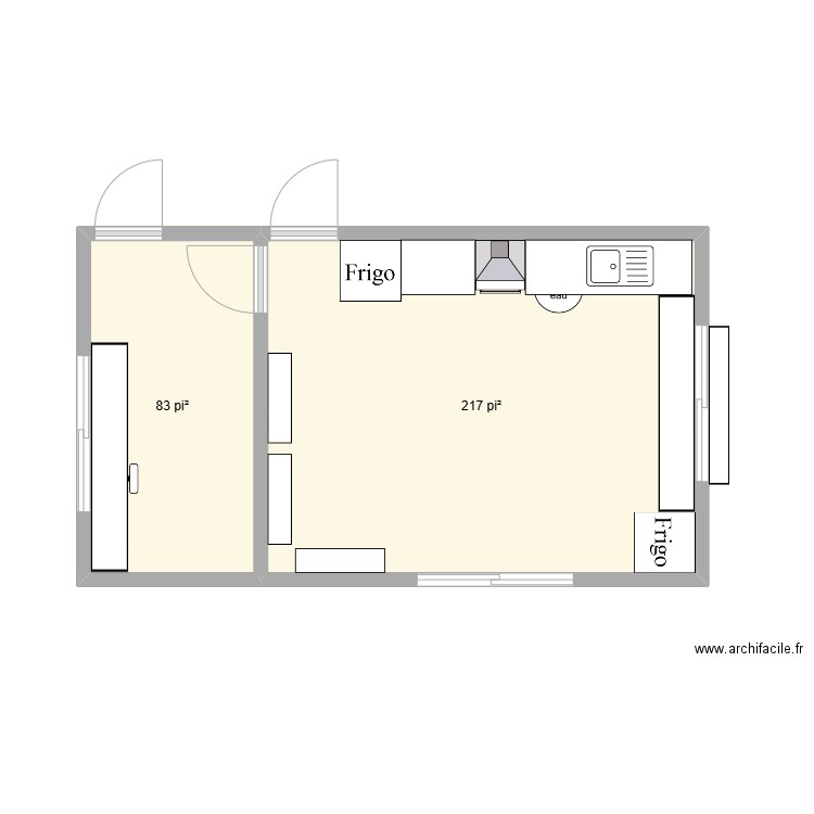Cabane mini-putt. Plan de 2 pièces et 28 m2