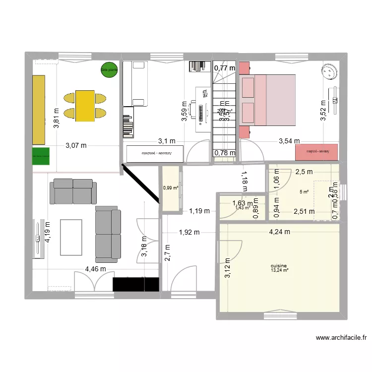 Brienne 2. Plan de 5  et 23 m²