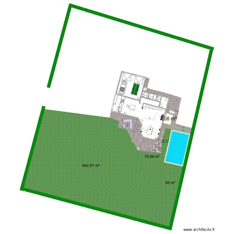 RDC MAISON. Plan de 1 pièce et 7 m2