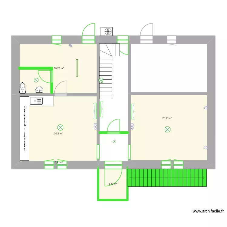 La Sagne RDC. Plan de 5  et 61 m²